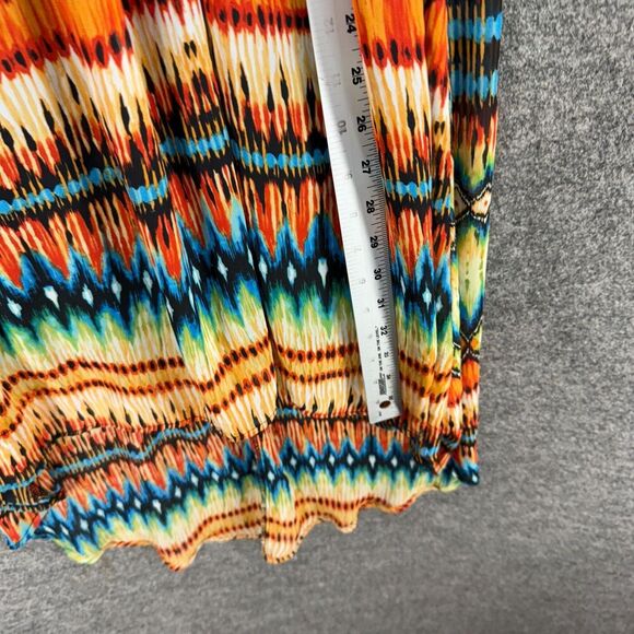 Unbranded Dress Women M Medium Orange Striped Sheath Midi Sleeveless Casual - Picture 4 of 5